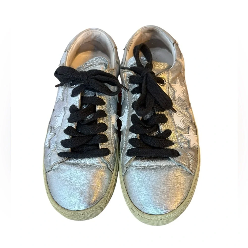Saint Laurent Court Classic Silver Star Sneakers